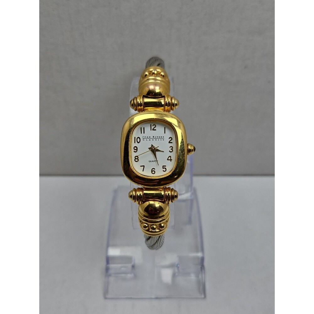 Joan Rivers Classics Do It Now Two Tone Cable Cuff 22mm Bangle Watch New Battery